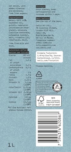 Oatly "No" Sugars Oat Drink 1 Litre (Pack of 6)