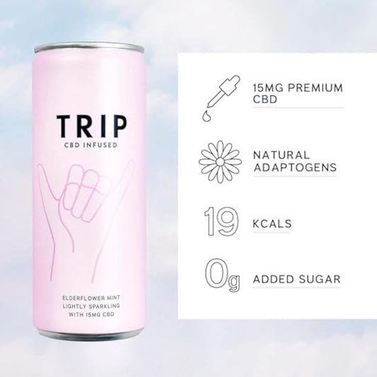 TRIP CBD Drink, Sparkling Mixed Pack Fizzy Drink, Low Calorie, Vegan (Pack of 24 x 250ml)