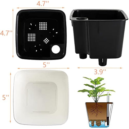 yarlung 6 Pack Self Watering Planter with Water Level Indicator, 5 Inch/12.7cm Plastic Plant Flower Pots Nested Container for Indoor Plants, Herbs, Aloe, Outdoor Gardening