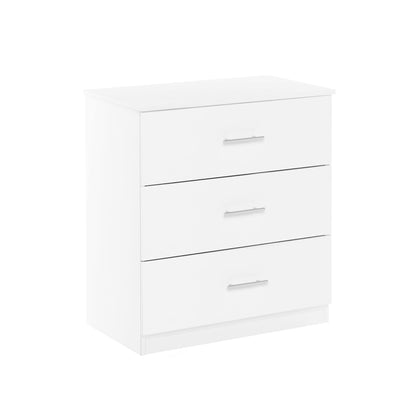 Furinno 3-Drawer Dresser with Handle, Solid White