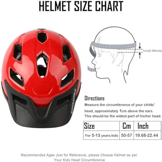 Kids Helmet, Exclusky Kids Bike Helmet Child Boys Girls Bike Helmet Age 5-13 Adjustable Bicycle Scooter Skating Cycle Helmet 50-57cm
