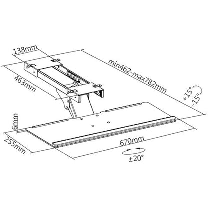 Maclean MC-757 Keyboard and Mouse Holder Tray for Desk 67cm Surface