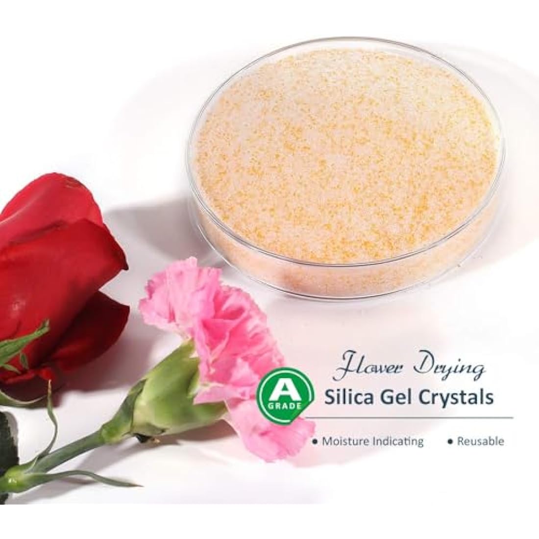wisedry Silica Gel for Drying Flowers 5 LBS (2.2KG), Fine Crystals< 1mm, Color Indicating Desiccant, Reusable Silica Sand