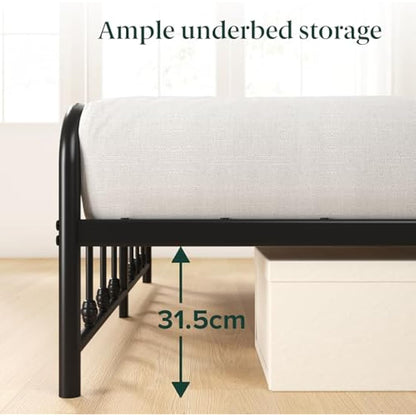 ZINUS Florence Single Bed Frame – Bed 90x190 cm – 35 cm Height –Metal Bed Frame with Headboard and Footboard – Platform bed with steel slat support – Clearance under the bed - Easy Assembly – Black