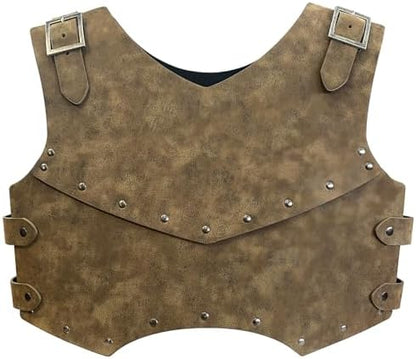 HiiFeuer Medieval Faux Leather Chest Armor, Retro Mercenary Knight Archer Body Armor, Adjustable Chest Armour for LARP Costume& Ren Faire