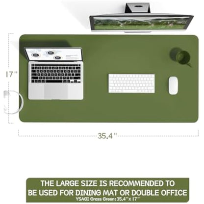 YSAGi Non-Slip Desk Pad, Waterproof PVC Leather Desk Table Protector, Ultra Thin Large Mouse Pad, Easy Clean Laptop Desk Writing Mat for Office Work/Home/Decor (90 x 43 cm, Grass Green)