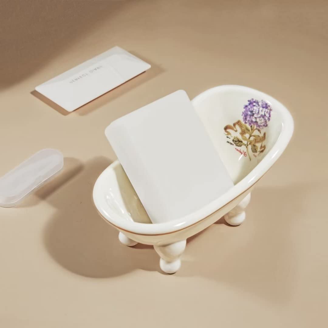 Ceramic Mini Bathtub Soap Dish Decortative Clawfoot Bathroom Soap Dish Style 05