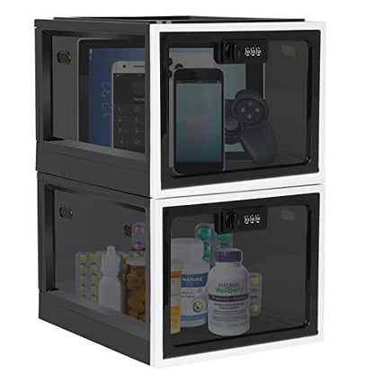 Lalifebuss Medicine Lock Box, Medication Lockable Container for Refrigerator Food Safe Locking Locker Tablet Phone for Kitchen Home School and Office