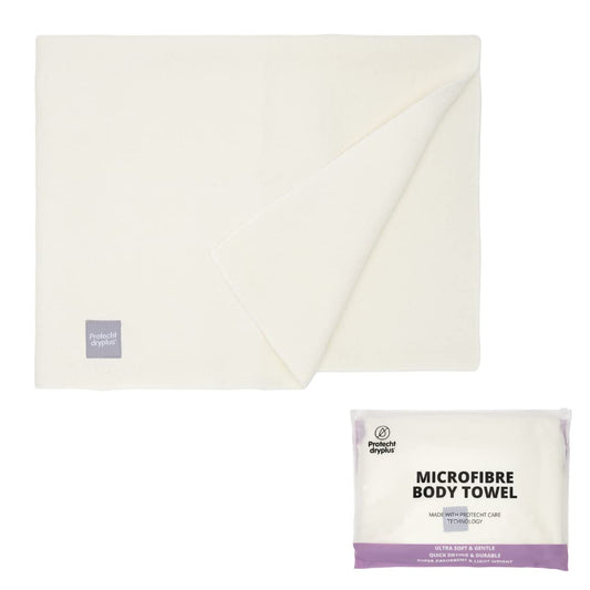 PROTECHT DRYPLUS Microfiber Body Towel - White | Compact, Ultra-Lightweight, and Rapid-Drying | Ideal for Sports,Gym, Beach, Camping, Travelling and