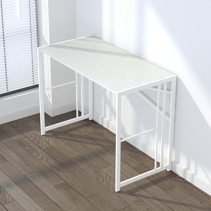 Lutown-Teen 103 cm Folding Desk, Writing Gaming Computer Camping Desk, No Assembly Required Home Office Table, White