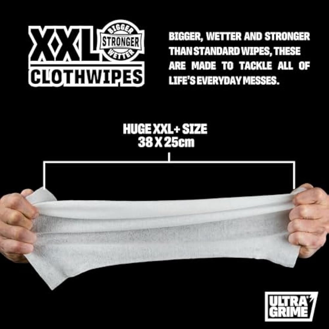 UltraGrime Garage XXL Wipes Heavy Duty 80 Thick Big Wipes - Cleaning Wipes Heavy Duty - Heavy Duty Wipes - Bike Cleaning Wipes - Car Dashboard Cleaner - Leather Cleaning Wipes - Multi Purpose Wipes