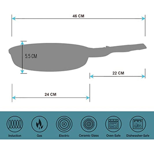 Frying Pans | Heavy Duty | Scratch Resistant | Detachable Handles | Induction, Gas, Electric Hobs Safe | Chemical Free Super Non-Stick |Ultimate Kitchen Cookware with Easy Cleaning