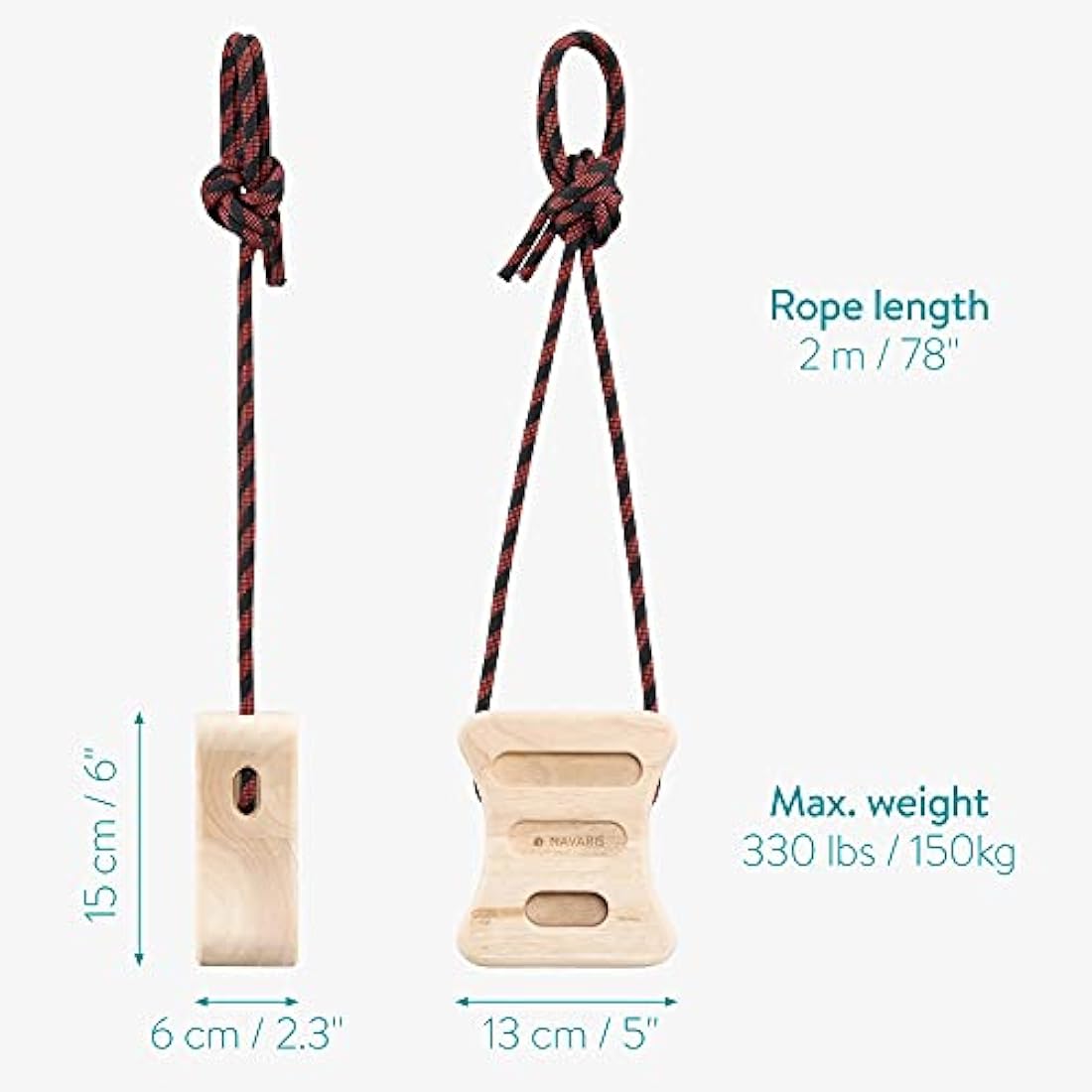 Navaris Rock Climbing Fingerboards - Set of 2x Wooden Hangboard Fingerboard Hanging Block for Training Fingers, Rock Climbers - Bouldering Hang Blocks