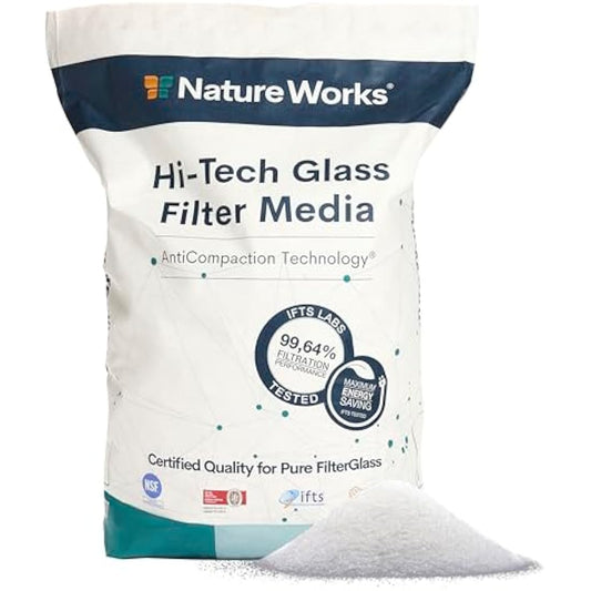 NATURE WORKS Filter Sand for Swimming Pool with 99.64% Filtering Power, Reduces Water and Energy Consumption, Made with Technical Glass for Maximum Hygiene - Bag 10 kg