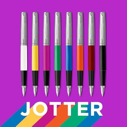Parker Jotter Originals Fountain Pen | Classic Black Finish | Medium Nib | Blue & Black Ink