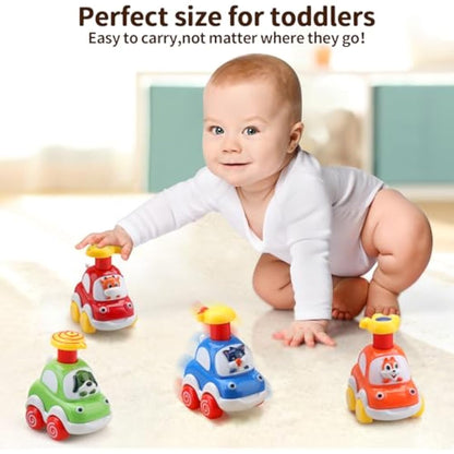 AmyBenton Baby Toy Cars for 1 2 Year Olds, 4PCS Press & Go Toy Car, Gifts for Baby Boys 1 2 Years Old