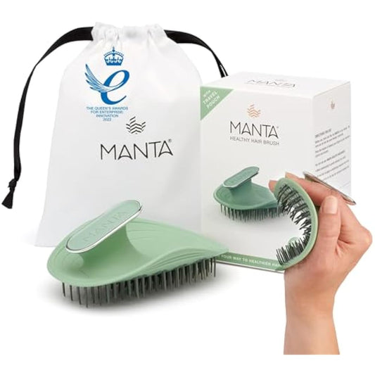 Manta Original Anti-Breakage Hairbrush – Best Detangling & Flexible Brush for Healthy, Thinning & All Hair Types, Gentle Hair Care for Women & Men, Serene Green