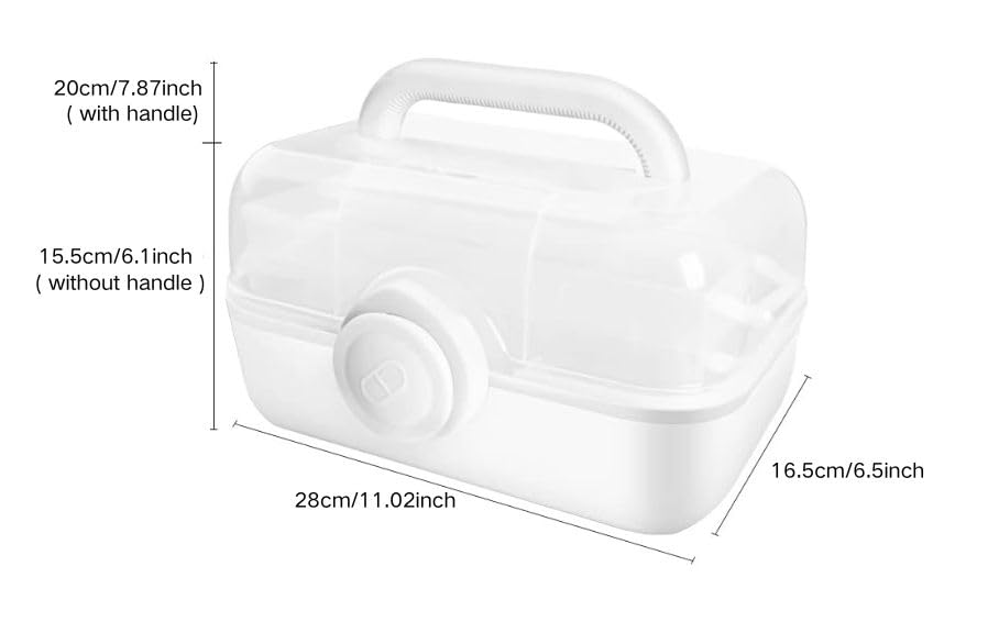 Uotyle Medicine Storage Box 3-Layers Medicine Box With Protable Handle Household Medicine Container For Medicine Storage(White)