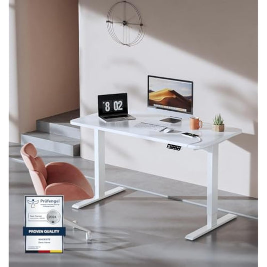 MAIDeSITe Adjustable Height Standing Desk Frame Two-Stage Desk Stand Sit-stand Table Workstation Ergonomic Workplace with Memory Smart Pannel (2 Stage|Dual Motor, White) T2 Pro