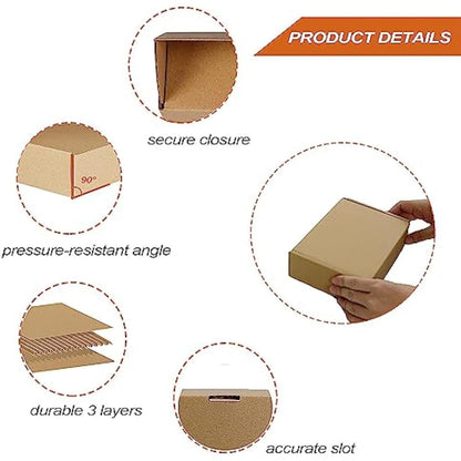 RLAVBL 25 Pack 178x127x51 mm (7x5x2 in) Shipping Boxes Small Brown Corrugated Cardboard Box for Packing Mailing