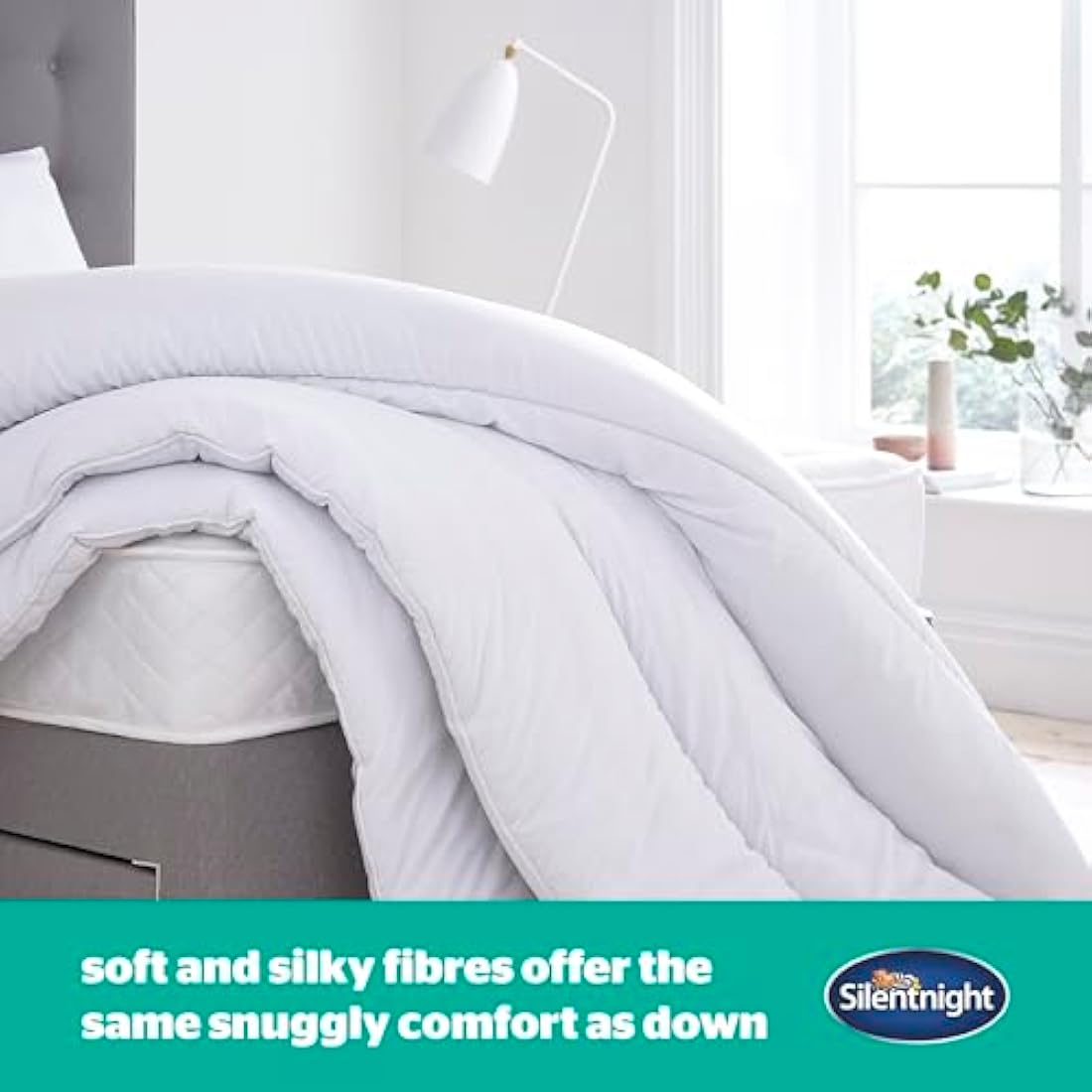 Silentnight Just Like Down 13.5 Tog Single Duvet - Luxury Hotel Winter Warm Thick Heavyweight Duvet Quilt with Soft Silky Down Like Fibres - Machine Washable and Hypoallergenic - Single