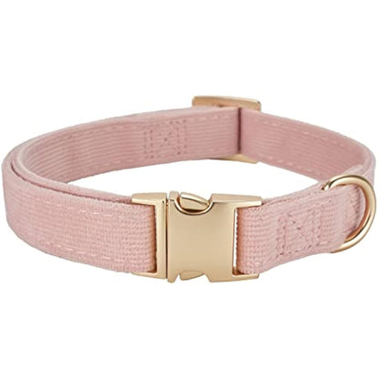 YUDOTE Ultra-soft Dog Collar Natural Cotton Corduroy Made for Large Dogs with Sensitive Skin,Dusty Pink