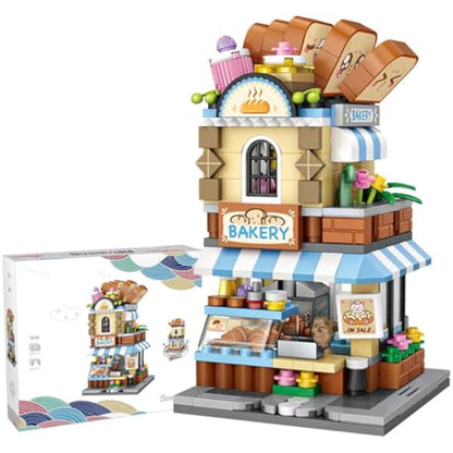 MEIEST Mini City Shop Street View Building Blocks Model Set,Creative DIY Simulation Architecture Collection Particle Construction Building Bricks Toy for Kids Adult Home Decor (Bakery)