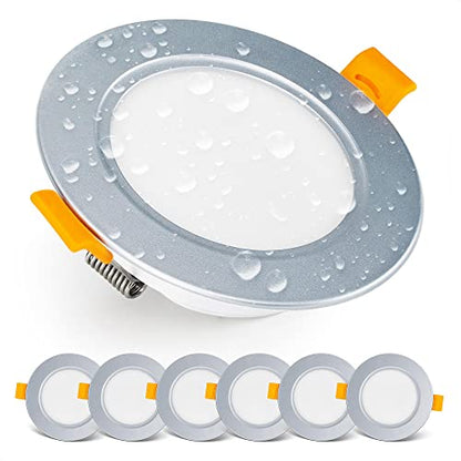 EMOS LED Downlights for Ceiling, 5W/500 Lumens, Warm White 3000K | IP54 Waterproof LED Spot Lights for Bathroom etc. | Set of 6 Recessed LED Ceiling