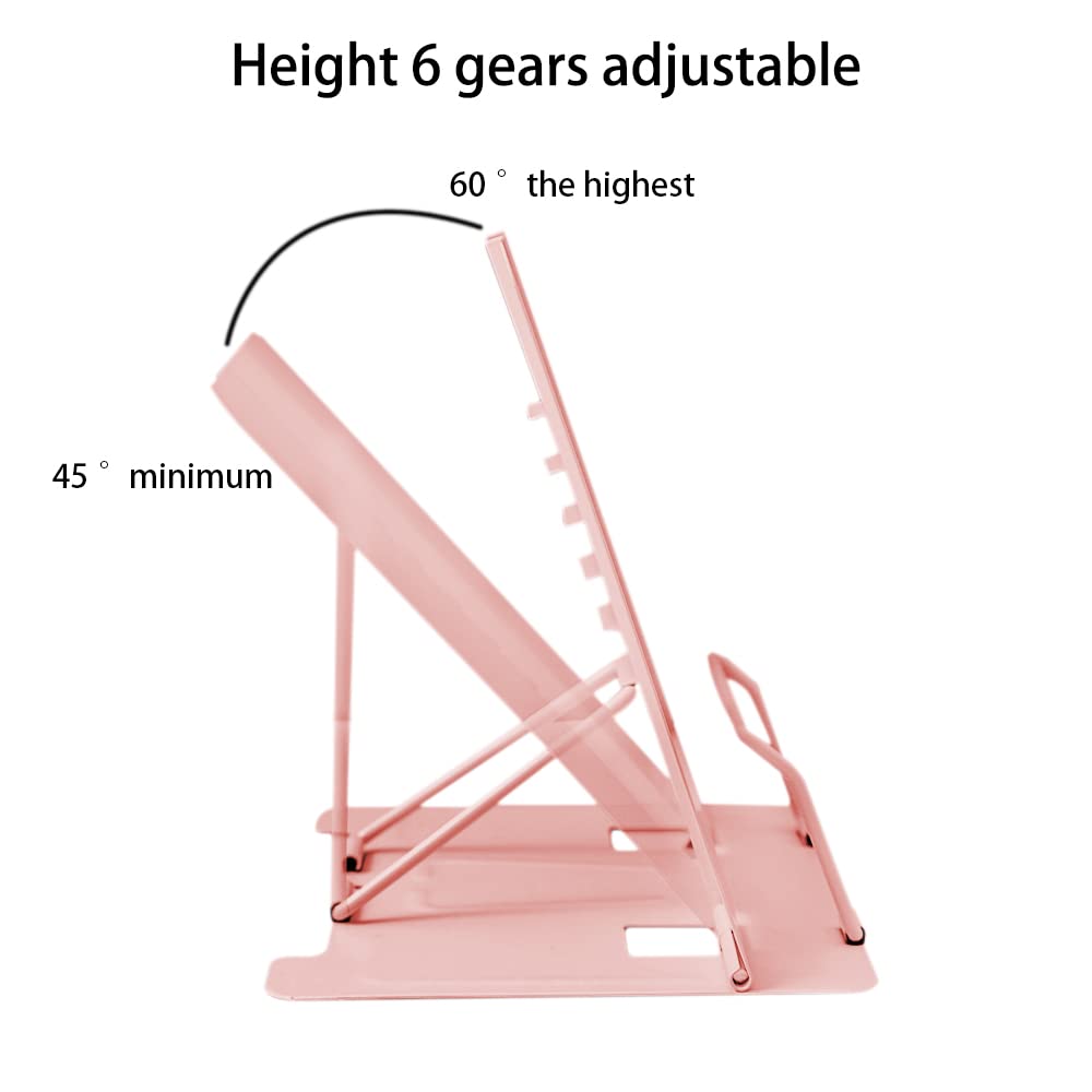Book Stand, Multifunctional Metal Book Holder for Reading (Pink2)