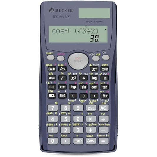 WECKEW Scientific Calculator, Engineering Scientific Calculator with Solar Power. 401 Function, 2-Line LCD Display - Suitable for School Students, Teachers and Business Use，Perfect for GCSE