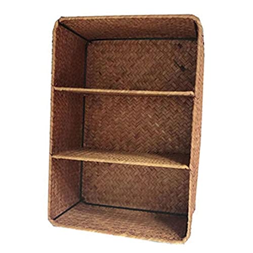 Giilayky 3-Section Wicker Baskets for Shelves, Hand-Woven Seagrass Storage Baskets Toilet Paper Basket