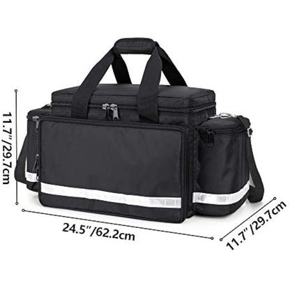 Trunab Emergency Responder Trauma Bag Empty, Professional Large First Aid Bag Medical Bag with Inner Dividers and Non-Scratch Bottom, Ideal for EMT, EMS, Paramedics, Black, Empty-Patented Design