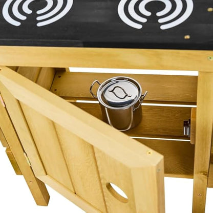 TP Toys, Junior Chef Mud Kitchen, FSC Certified Timber, Wet and Dry Activity, Includes Splash Tub, Pans and Accessories. For Sand, Water, Sensory and Messy Play, For Ages 3 Years +