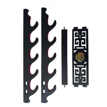 Sword Wall Mount Sword Holder Display Stand Padded Katana Wakizashi Genji and Samurai Swords Dragon Pattern,5 Tier