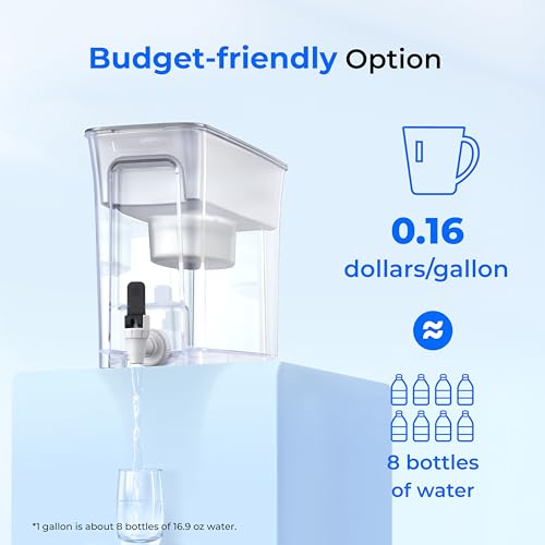 Waterdrop Water Filter Dispenser, 8.2L, Slim Water Filter Tank with 1 × 60 Days Filter, 200-Gallon Long-Life, Faster Filtration, Reduces Chlorine, PFOA/PFOS and More, BPA Free, White