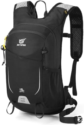 SKYSPER 15L Hiking Backpack Small Travel Daypack Breathable Lightweight Day Hike Rucksack with Shoulder Pocket Women Men