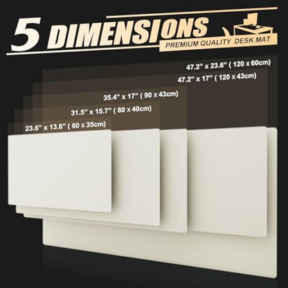 K KNODEL Large Office Leather Desk Mat, Mouse and Keyboard Pad, Computer and Laptop Mat, Desktop Protector and Cover, Writing Pad and Blotter (80x40cm, White)