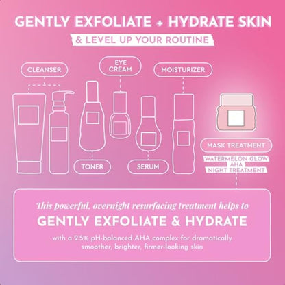 Glow Recipe Watermelon Glow Sleeping Mask - Exfoliating, Anti-Aging + Brightening Overnight Face Mask with AHA, Hyaluronic Acid + Pumpkin Seed Extract for Sensitive Skin - Hydrating Mask (80ml/2.7oz)