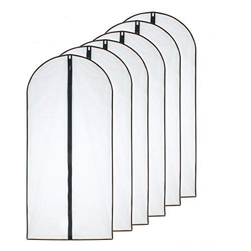 Moth Proof Garment Bags 60 x 120cm24'' x 48'' Black Side Breathable Clear Garment Full Zipper Bags for The Winter Coats Jackets ClothesPack of 6