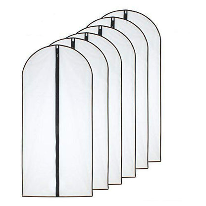 Moth Proof Garment Bags 60 x 120cm24'' x 48'' Black Side Breathable Clear Garment Full Zipper Bags for The Winter Coats Jackets ClothesPack of 6
