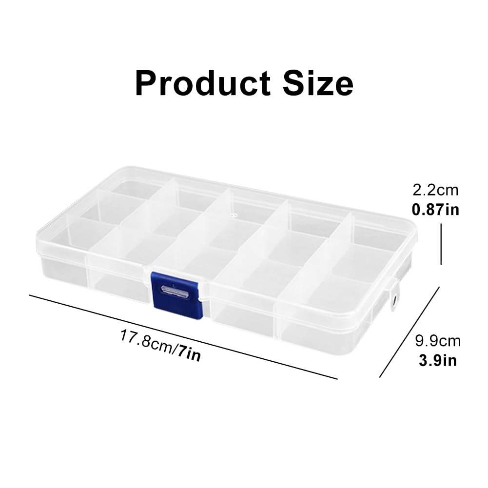 3 Pcs Small Organiser Box, 15 Grids Bead Storage Box with Compartments, Craft Box