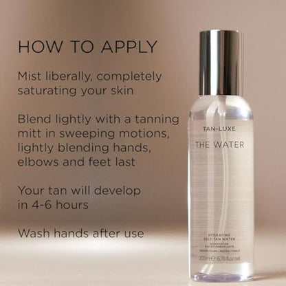 Tan Luxe THE WATER Self Tan Water, Medium (200 ml) Self Tanning Water, Cruelty Free & Vegan