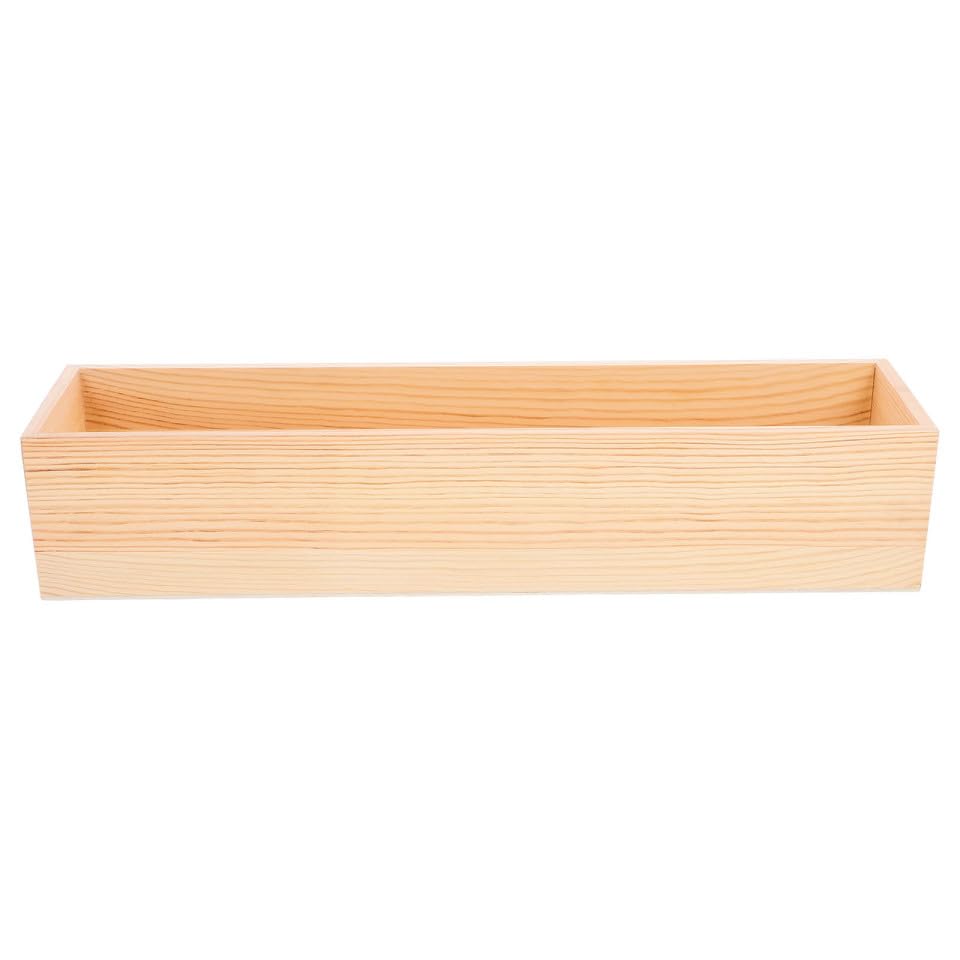MUCKLILY Wooden Storage Box No Lid Small Organizer Box for Home Office Craft Storage Container Plain Wooden for Desktop Jewelry Display 15.75 X 3.94