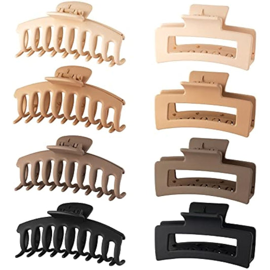 Wekin Hair Claw Clips for Women & Girls, 8 PCS Hair Clips for Thick Hair, Thin Hair Strong Large Hold Hair Claw 4.3" Nonslip Hair Clamps Claw Clip Grips for Bathing & Cooking Vintage Claw Clips