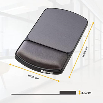 Fellowes Premium Gel Mouse Mat with Wrist Support - Mouse Pad with Non Slip Rubber Base - Ergonomic Mousepad for Computer Laptop - Graphite