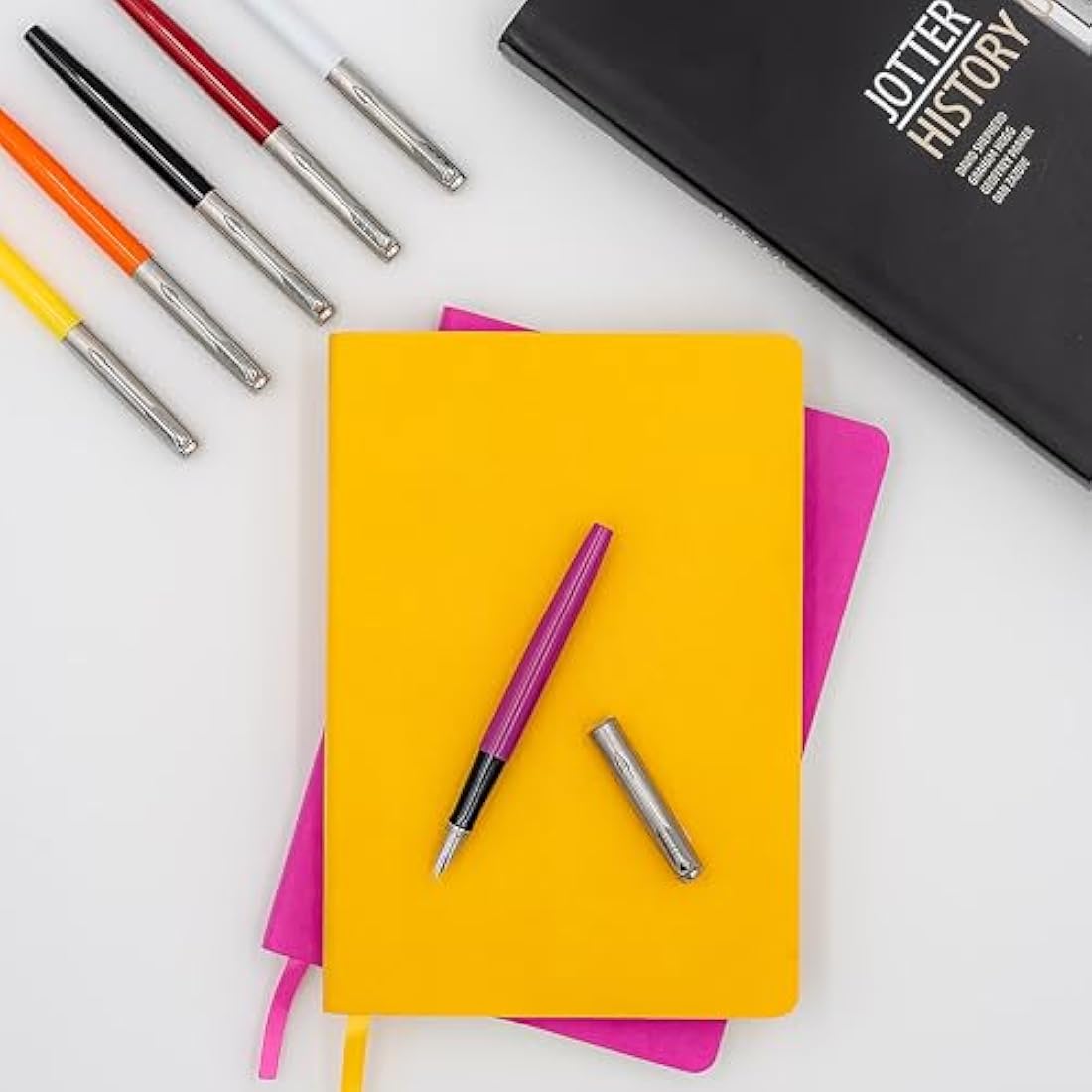 Parker Jotter Originals Fountain Pen | Classic Magenta Finish | Medium Nib | Blue & Black Ink