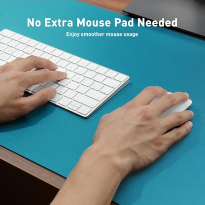 Aothia Leather Pad, Mouse Mat, Office Desk Mat, Non-Slip PU Leather Desk, Laptop Desk Pad, Waterproof Desk Writing Pad for Office and Home (60 cm x 35 cm, Turquoise Blue)