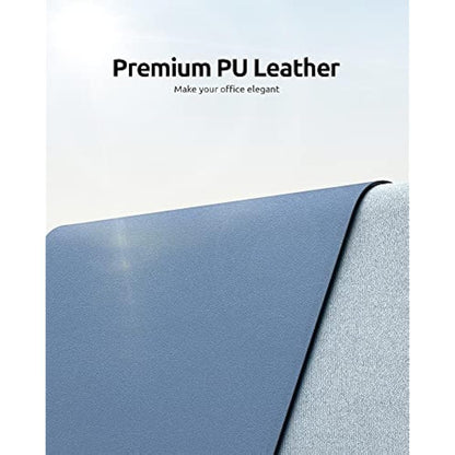 YSAGi Leather Desk Mat, Large Mouse Mat, Non-Slip Desk Pad, Waterproof PU Leather Table Protector Writing Pad for Office and Home (60 x 35 cm, Sea Blue)