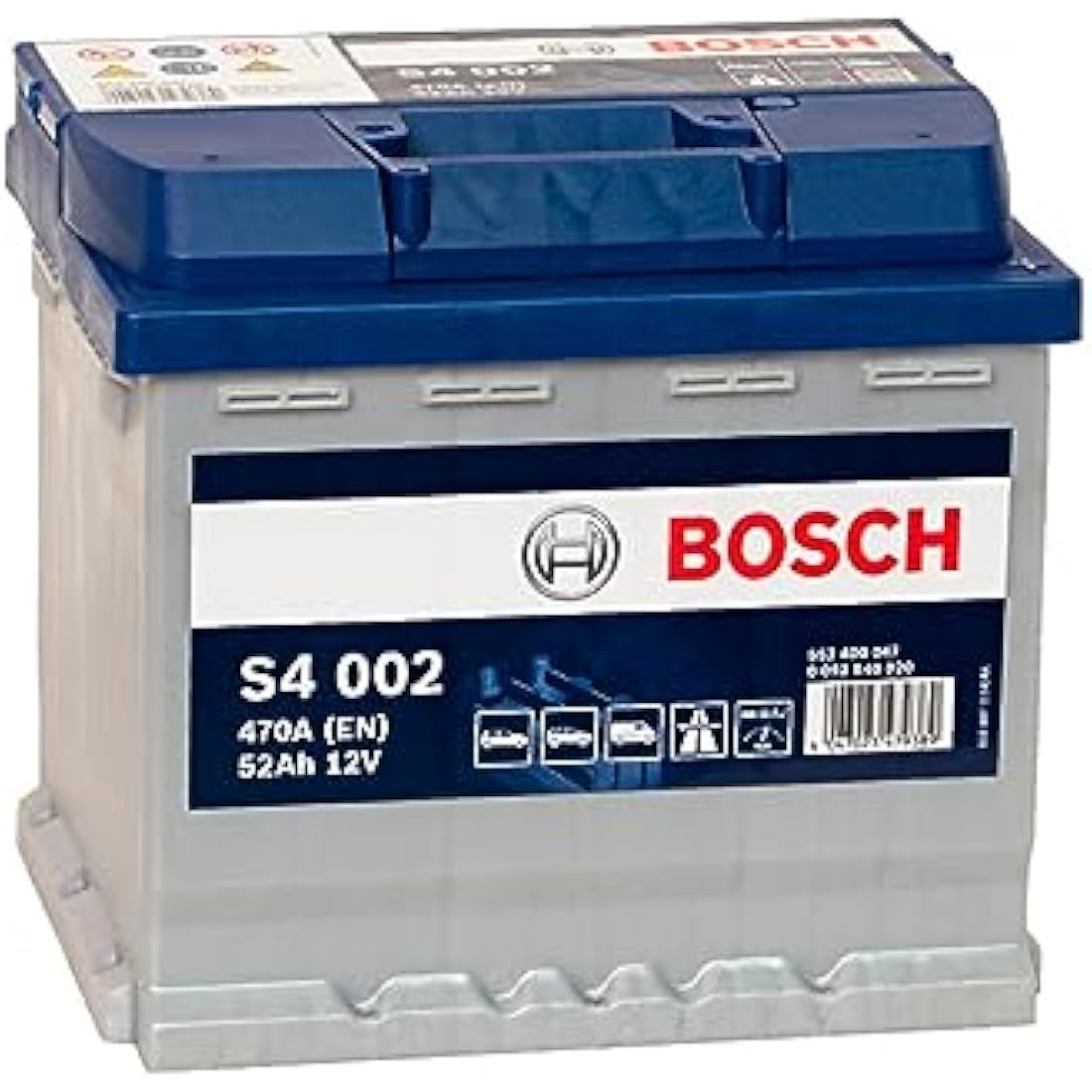 Bosch S4002 - Car Battery - 52A/h - 470A - Lead Acid Technology - for Vehicles Without Start/Stop System - Type 012/079, 207 x 175 x 190 mm