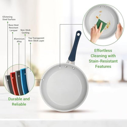 Nutrichef 20 Piece Pots and Pans Set, Bakeware and Cookware Set, Induction Hob Pots Set w/Lids, Non Stick Set, Heat Safe Silicone Handles, Saucepan, Frying Pans, Muffin Tin, Cookie Tray, Utensil-Navy